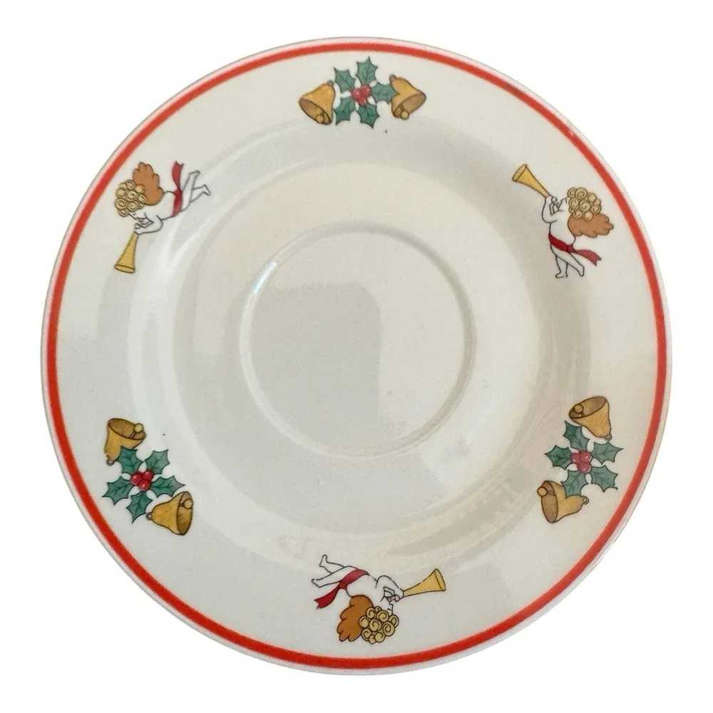 Jamestown China 1987 Joy of Christmas Holiday Snack Set Mug Saucer 2 Plates VTG
